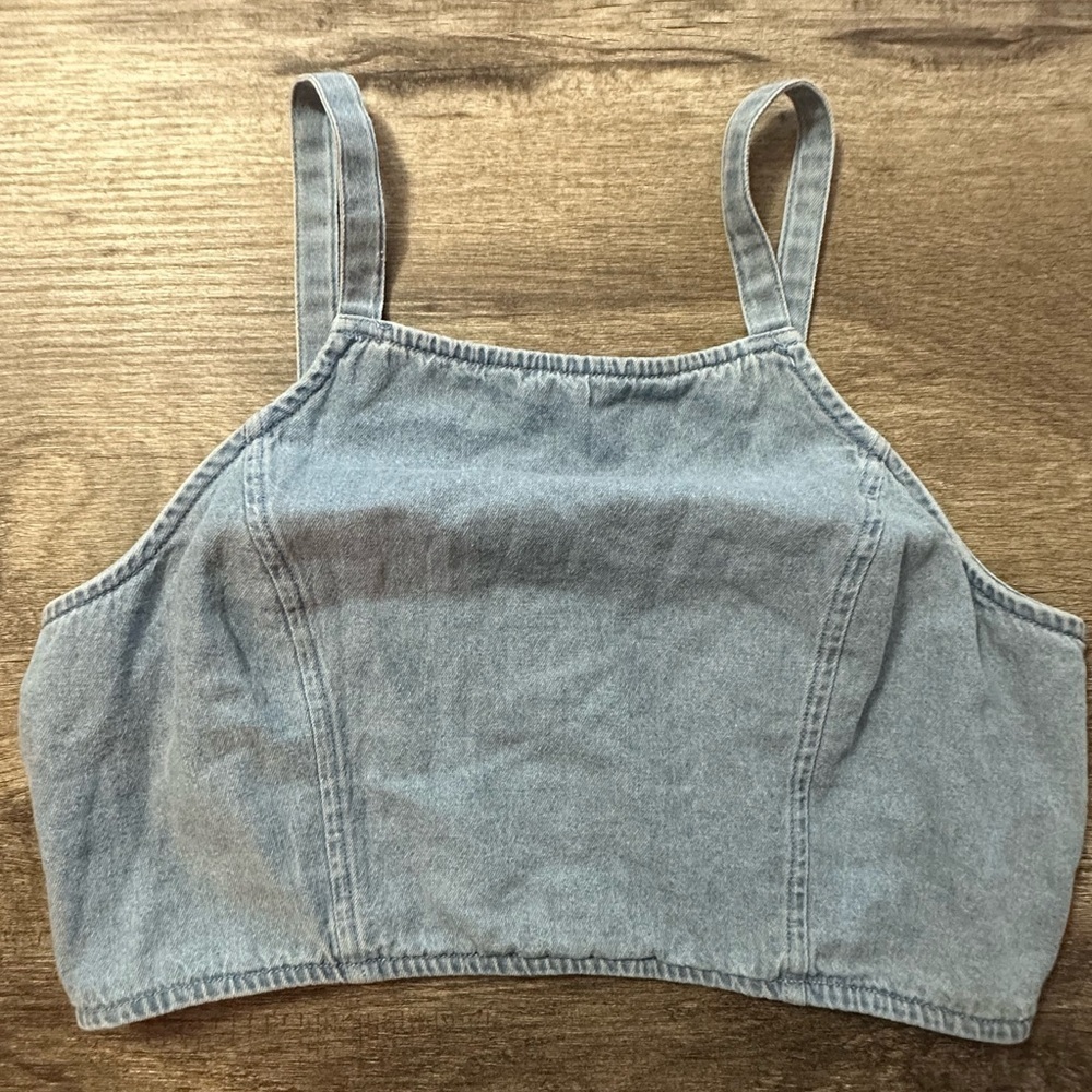 American Eagle Outfitters Blue Fitted Crop Tank